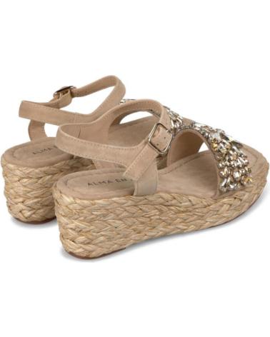 Sandales pour Femme ALMA EN PENA SANDALIA CUNA MEDIA CON PEDRERIA SUEDE TAUPE