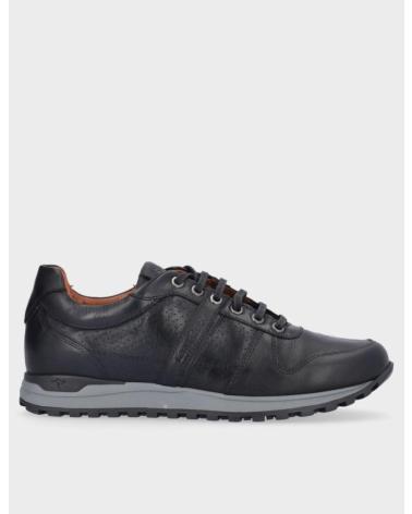 KANGAROOS MEN'S TRAINERS 641-21 BLACK LEATHER WITH GREY SOLE PIEL NEGRO PISO NEGROPIEL NEGRO PISO NEGRO