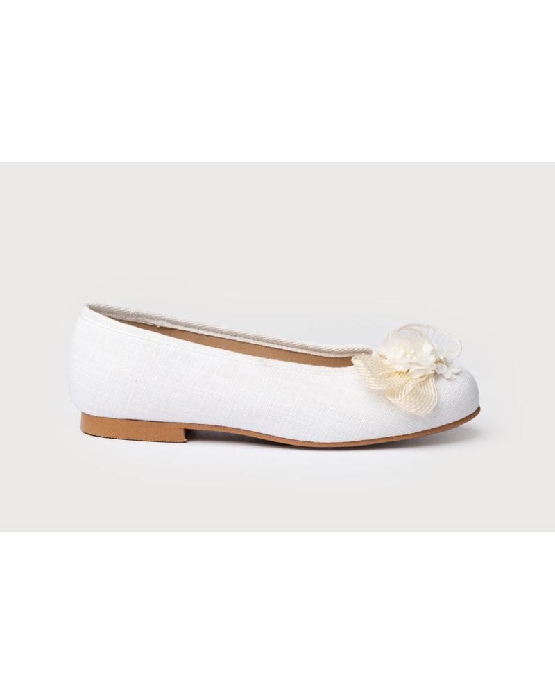 Sapatos de Menina ANGELITOS BAILARINA LINO CEREMONIA 986 BLANCO