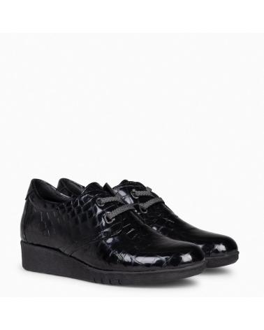 Chaussures compensées pour Femme MIMAO BLUCHER COCO - MOCASIN CORDONES ELASTICOS NEGRO