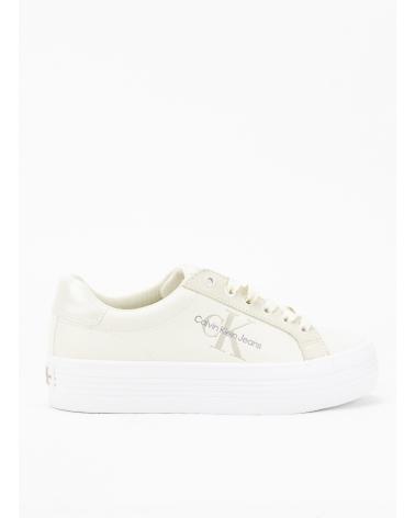 Sportif pour Femme CALVIN KLEIN ZAPATILLAS BOLD VULC FLATF LOW MIX ML MTR BLANC BLANCO