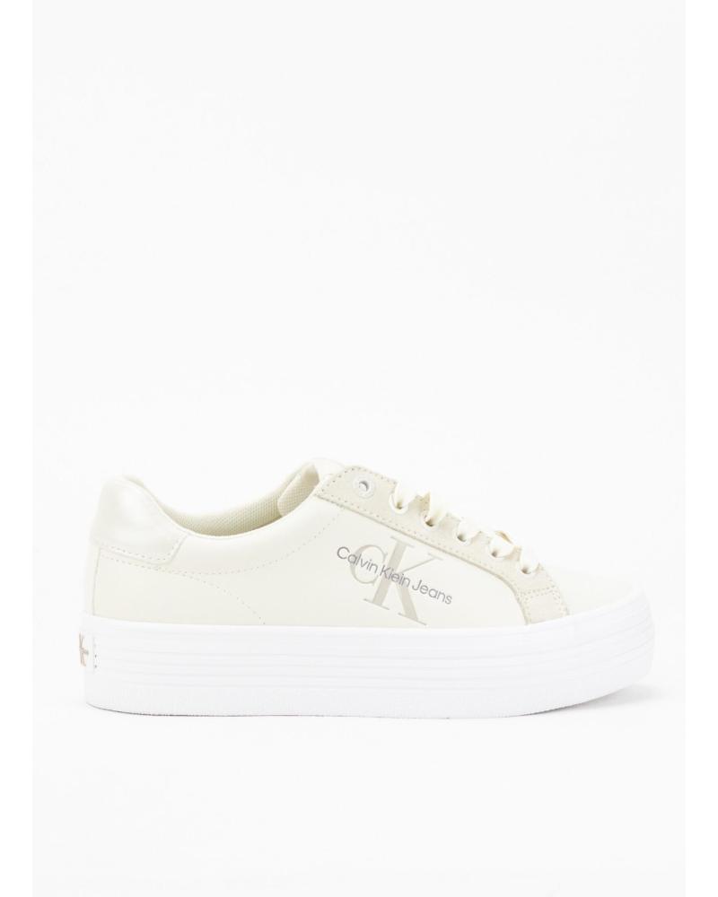 Sportif pour Femme CALVIN KLEIN ZAPATILLAS BOLD VULC FLATF LOW MIX ML MTR BLANC BLANCO