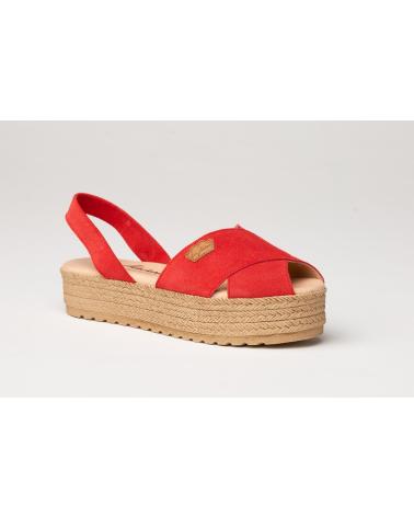 Sandalias-De-Mujer--IBICENCA-ANTE-CRUZ-GEL-MEMORY-FOAM-1257-ROJO