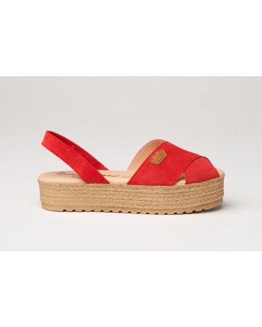 Sandalias-De-Mujer--IBICENCA-ANTE-CRUZ-GEL-MEMORY-FOAM-1257-ROJO