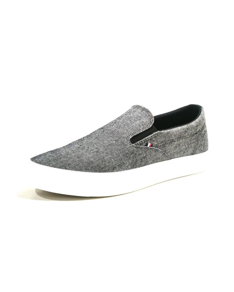 Zapatos de Hombre TOMMY HILFIGER ZAPATILLA CASUAL DE LONA CON SUELA DE GOMA NEGRO