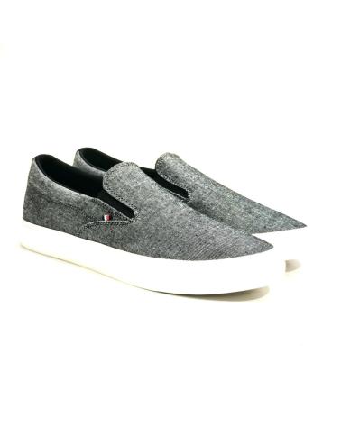 Zapatos de Hombre TOMMY HILFIGER ZAPATILLA CASUAL DE LONA CON SUELA DE GOMA NEGRO