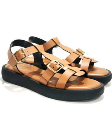 Sandalias de Mujer WONDERS SANDALIA CASUAL DE PIEL CON SUELA DE GOMA CUERO