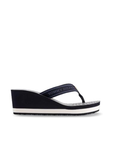 Woman Flip flops TOMMY HILFIGER TH STRIPES WEDGE BEACH SANDAL MARINO