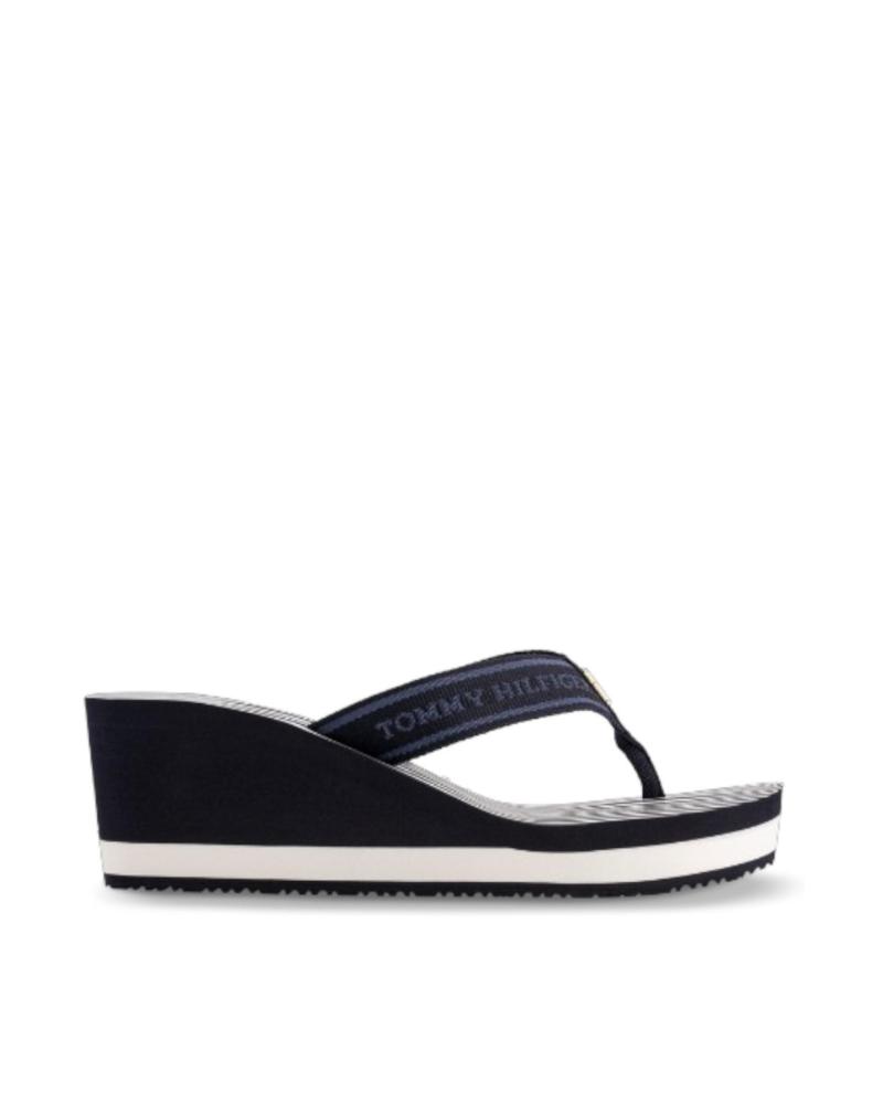 Woman Flip flops TOMMY HILFIGER TH STRIPES WEDGE BEACH SANDAL MARINO