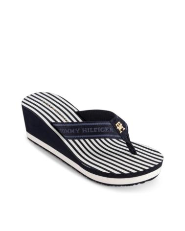 Woman Flip flops TOMMY HILFIGER TH STRIPES WEDGE BEACH SANDAL MARINO