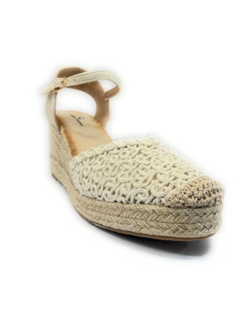 Sandales pour Femme CHIC VISION ESPADRILLES BRODÉES AVEC TALON COMPENSÉ ET BOUCLE BEIGE