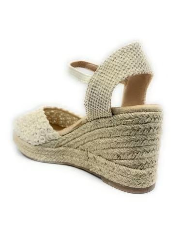 Sandales pour Femme CHIC VISION ESPADRILLES BRODÉES AVEC TALON COMPENSÉ ET BOUCLE BEIGE