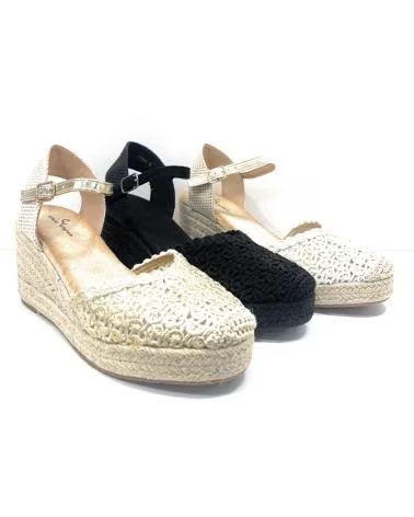 Sandales pour Femme CHIC VISION ESPADRILLES BRODÉES AVEC TALON COMPENSÉ ET BOUCLE BEIGE