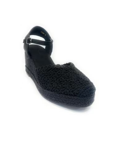 Sandalen für Damen CHIC VISION ESPADRILLES-SANDALEN MIT KEILABSATZ UND SCHNALLE NEGRO