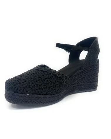 Sandalen für Damen CHIC VISION ESPADRILLES-SANDALEN MIT KEILABSATZ UND SCHNALLE NEGRO