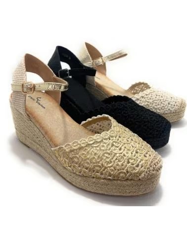 Sandalen für Damen CHIC VISION ESPADRILLES-SANDALEN MIT KEILABSATZ UND SCHNALLE NEGRO