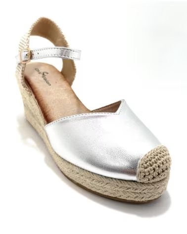 Sandales pour Femme CHIC VISION ESPADRILLES AVEC COMPENSÉES ET BRIDE À BOUCLE PLATEADO
