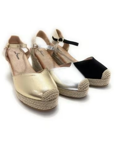 Sandales pour Femme CHIC VISION ESPADRILLES AVEC COMPENSÉES ET BRIDE À BOUCLE PLATEADO