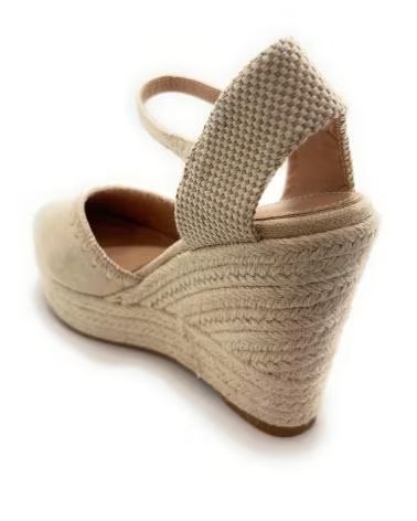 Sandales pour Femme CHIC VISION ESPADRILLES À TALON COMPENSÉ ET BRODERIE EN POINTE BEIGE