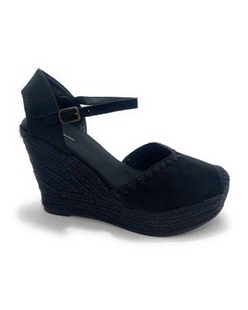 Sandales pour Femme CHIC VISION ESPADRILLES À HAUT TALON COMPENSÉ ET BRODERIE PICO NEGRO
