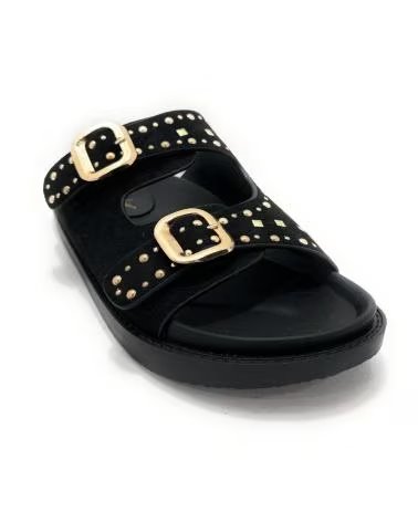 Schuhe für Damen KISS LEISS CLOGS MIT SCHNALLEN UND NIETEN KOMFORT NEGRO