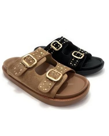 Sapatos de Mulher KISS LEISS TAMANCOS FEMININOS COM FIVELAS E REBITES CONFORTO MORADO