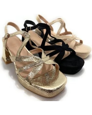Sandálias de Mulher KISS LEISS SANDALIAS MUJER TACON-PLATAFORMA TIRAS V BEIGE
