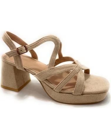 Sandálias de Mulher KISS LEISS SANDALIAS MUJER TACON-PLATAFORMA TIRAS V BEIGE