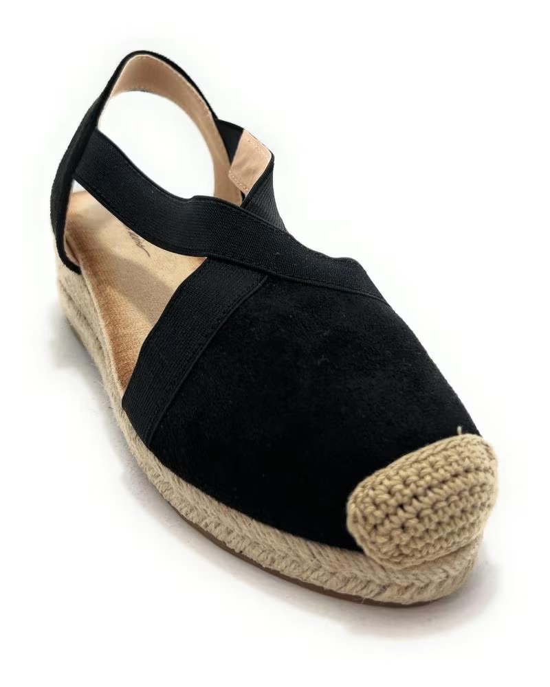 Sandales pour Femme KISS LEISS POUR ESPADRILLES À COMPENSÉ ET ÉLASTIQUES RELAX NEGRO