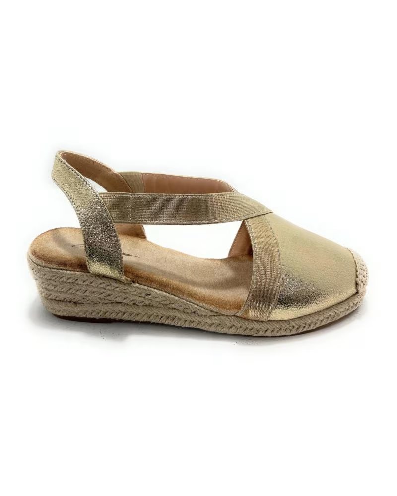 Sandalias de Mujer KISS LEISS ESPADRILLES CON CUNA DE CUERDA Y ELÁSTICOS AMARILLO