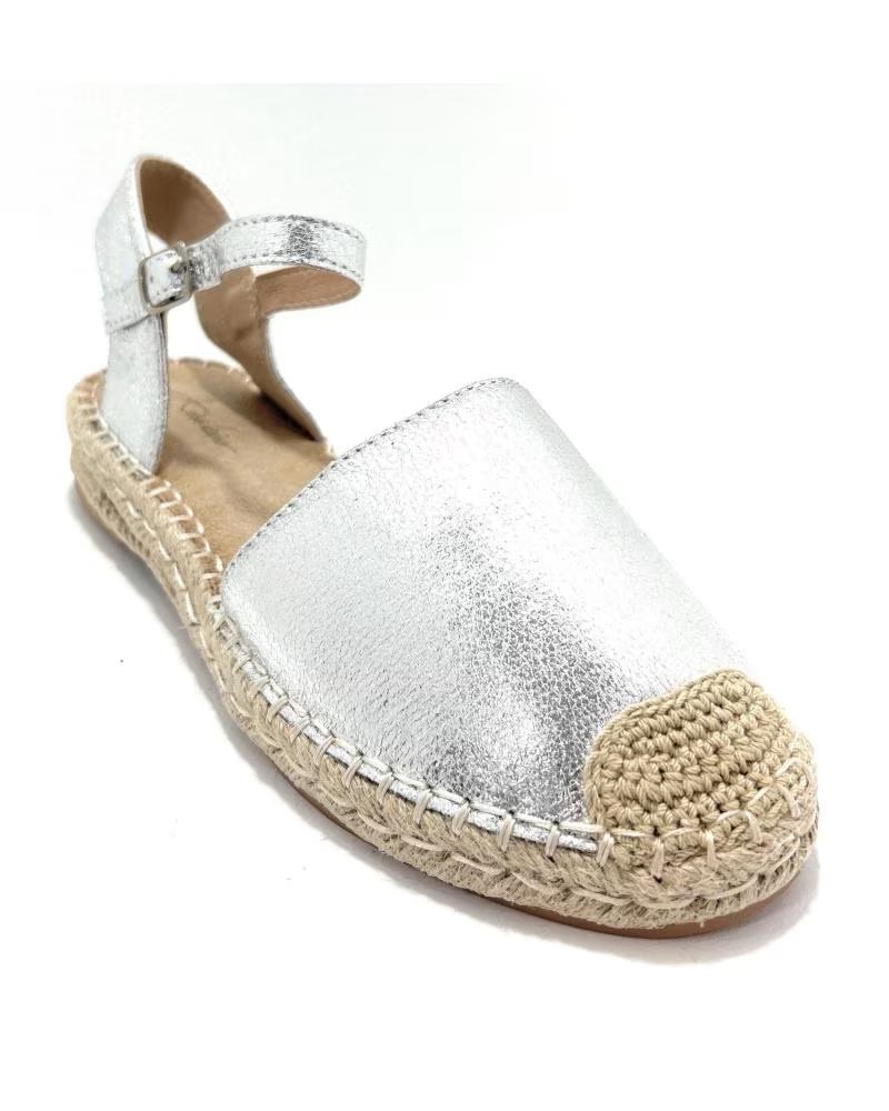 Sandálias de Mulher KISS LEISS ESPADRILHAS COM CUNHA BAIXA E FIVELA PLATEADO