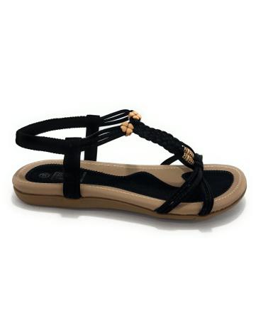 Sandali per Donna KISS LEISS SANDALIA PLANA ETNICA TRENZADA COMODA NEGRO