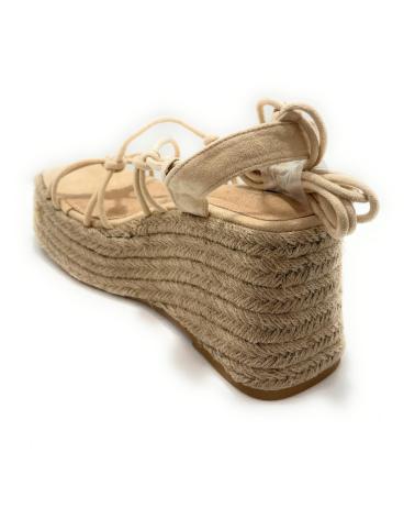 KISS LEISS SANDALIAS MUJER CUERDA PLATAFORMA ATADAS BEIGE