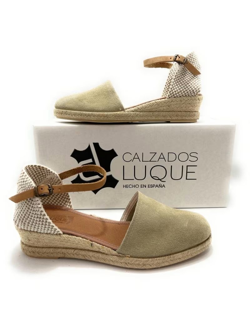 Sandalen für Damen PONNY ESPARDEÑAS DAMEN-SANDALETTEN AUS LEDER MIT NIEDRIGEM KEILABSATZ UND SCHNALLE BEIGE