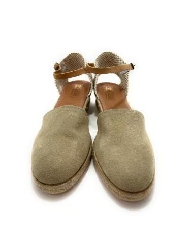 Sandalen für Damen PONNY ESPARDEÑAS DAMEN-SANDALETTEN AUS LEDER MIT NIEDRIGEM KEILABSATZ UND SCHNALLE BEIGE