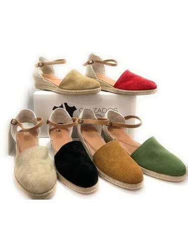 Sandalen für Damen PONNY ESPARDEÑAS DAMEN-SANDALETTEN AUS LEDER MIT NIEDRIGEM KEILABSATZ UND SCHNALLE BEIGE