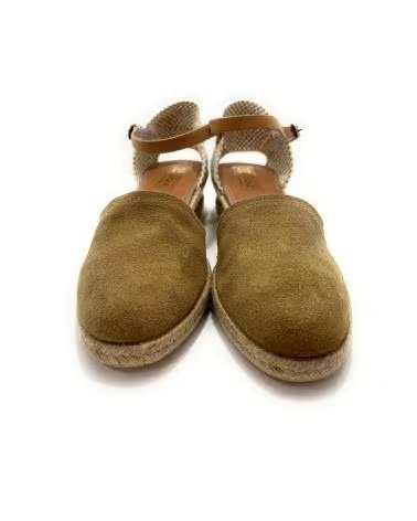 Sandales pour Femme PONNY ESPARDENAS EN CUIR AVEC PETIT TALON COMPENSÉ ET BOUCLE MARRóN