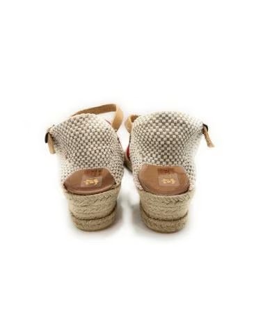 Sandalen für Damen PONNY DAMEN-SANDALEN ESPADRILLES AUS LEDER MIT NIEDRIGEM KEILABSATZ UND SCHNALLENVERSCHLUSS ROJO