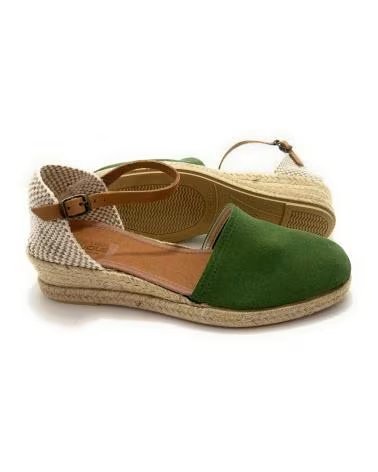 Sandales pour Femme PONNY ESPADRILLES EN CUIR AVEC PETIT TALON COMPENSÉ ET BOUCLE VERDE