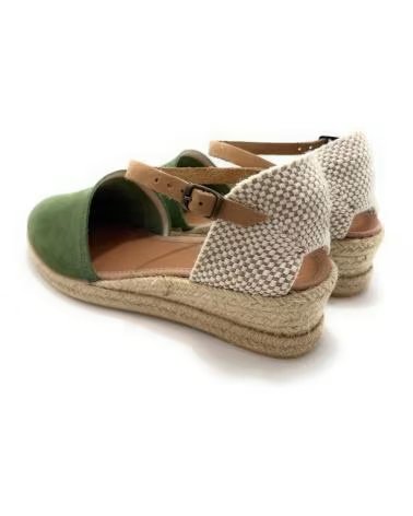 Sandales pour Femme PONNY ESPADRILLES EN CUIR AVEC PETIT TALON COMPENSÉ ET BOUCLE VERDE