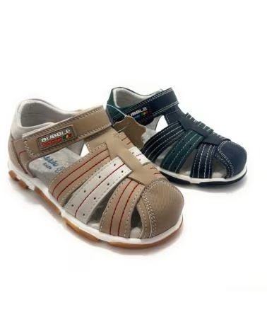 Sandales pour Homme BUBBLE BOBBLE EN CUIR AVEC FERMETURE VELCRO ET BOUT FERMÉ AZUL