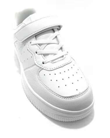Sneaker für Herren DEMAX CLASSIC SCHUL-SNEAKER MIT ELASTISCHEM SCHNÜRSENKEL WEISS BLANCO