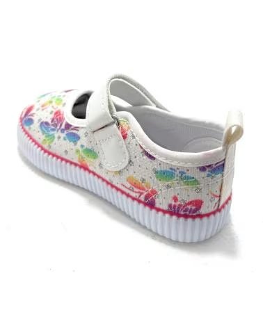 Zapatos de Niña BUBBLE BOBBLE BUBBLE BOBBLE MERCEDITAS DE LONA CON ESTAMPADO Y CIERRE ADHESIVO BLANCO