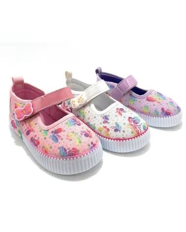 Zapatos de Niña BUBBLE BOBBLE BUBBLE BOBBLE MERCEDITAS DE LONA CON ESTAMPADO Y CIERRE ADHESIVO BLANCO