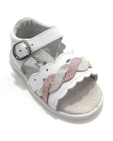 Sandalias de Hombre BUBBLE BOBBLE DE PIEL CON HEBILLA PARA NIÑA BLANCO