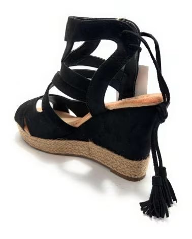 Sandálias de Mulher MANDARINA ESPADRILLES COM CUNHA E FECHO NO TORNOZELO NEGRO