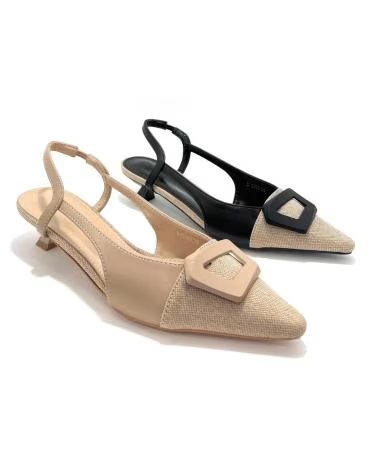 Zapatos de Mujer BUONAROTTI SALÓN DESTALONADOS TACÓN BAJO CON HEBILLA MARRóN