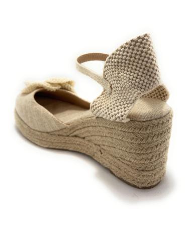 Sandalias de Mujer BUONAROTTI ESPARDENAS CUNA HEBILLA FLOR BEIGE
