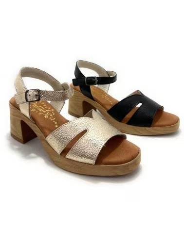 SANDALES À TALONS DUENDY EN CUIR AVEC BOUCLE ET FINITION ARGENTÉE PLATEADO