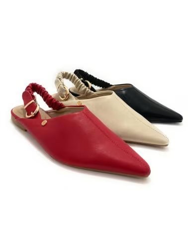 BUONAROTTI ZAPATOS SALON PLANO PUNTA DESTALONADO EL ROJO